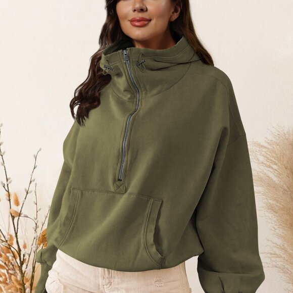 Hooded sweatshirt, athletic hoodie, zip-up drawstring, long-sleeved top, jacket - Picture 5 of 6